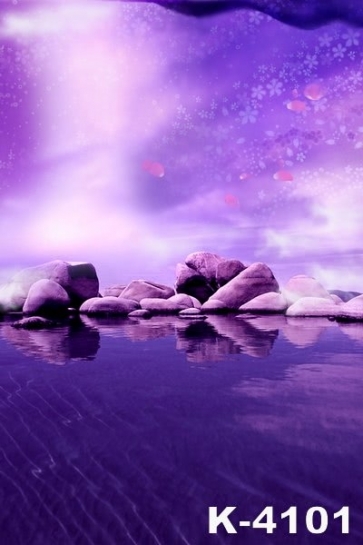 Purple Light Stones Water Vinyl Photography Scenic Backdrops