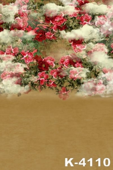 Red Flowers in Clouds Vinyl Photography Scenic Backdrops