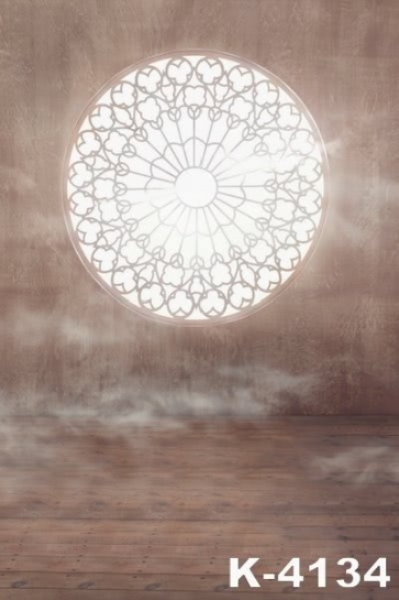 Bright Round Floral Designed Window Wedding Vinyl Photography Backdrops