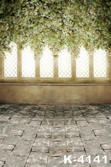 Dreamy Flowers down to Slate Floor Wedding Vinyl Photography Backdrops