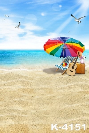 Seagull Sun Umbrella Beach Backdrop Baby Photo Background