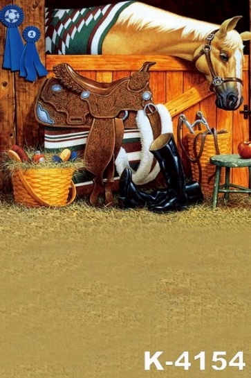 Cowboy's Horse Photography Background Kid's Stage Backdrop