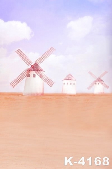 Scenic Three Windmills Photographic Painted Photography Backdrops