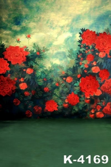 Beautiful Red Flowers Scenic Vinyl Photography Backdrops