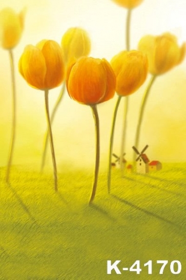 Yellow Tulips Flower Vinyl Photography Backdrops