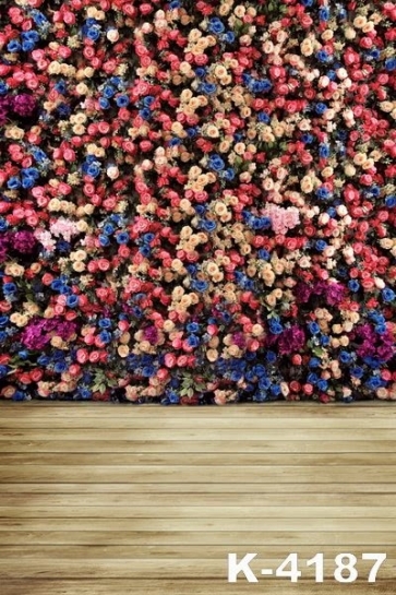 Roses Flower Wall Plank Floor Wedding Photo Backdrops