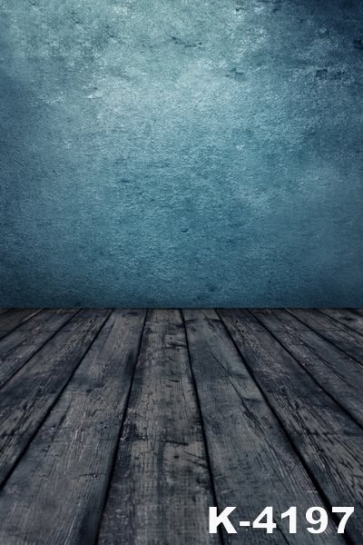 Blue Painted Wall Background Wooden Floor Custom Backdrops