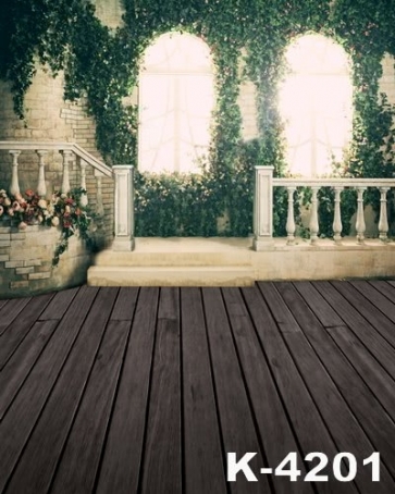 Climbing Rattan Plank Floor Wedding Photo Backdrops