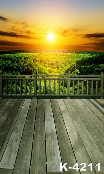 Beautiful Sunset Forest Wood Floor Scenic Background Drops for Photography