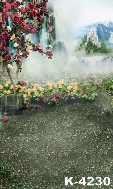 Fairy Tale Castle Flowers Garden Backdrop for Photography