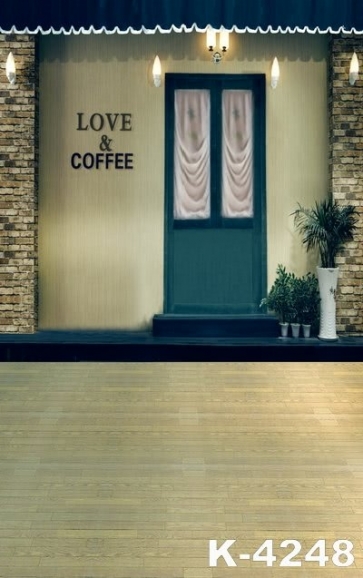 Outside Love&Coffee Shop Building Wedding Photo Backdrops