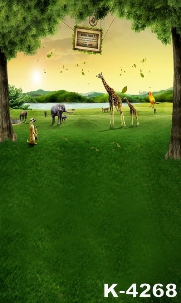 Green Garden Animals Children's Photography Backdrops