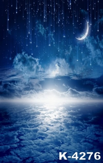 Night Scenic Starry Sky Moon Clouds Vinyl Photo Backdrops Wall Background