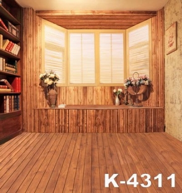 Indoor Wood Study Wood Window Wall Floor Photo Wall Backdrop