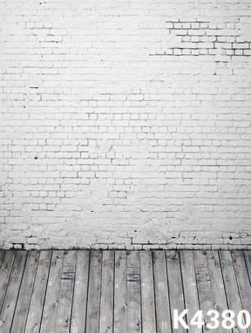 Fashion Combination Wooden Floor White Brick Plain Wall Backdrops