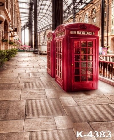 Telephone Booths in Street Studio Background Vinyl Photography Backdrops