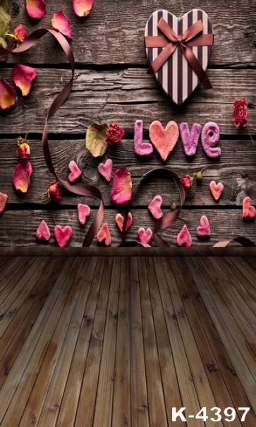 Rose Love Gift Box Vinyl Wooden Floor Wall Custom Prom Backdrops