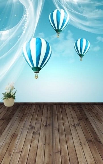 Blue White Hot Air Balloon Wall Vinyl Easy Backdrops for Photography