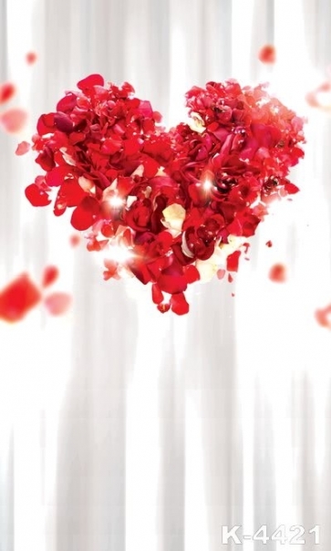 Sweet Red Petals Love Heart Wedding  Background Drops for Photography