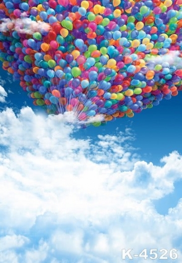 Colorful Balloons Flying to the Blue Sky Photoshoot Background Vinyl ...