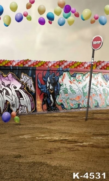 Graffiti Street Walls Multicolor Balloons Scenic Photography Background Props