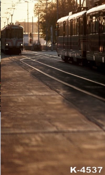 City Street Tram Studio Background Vinyl Photography Portable Backdrops