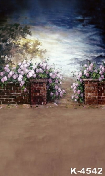 Beautiful Flowers Yard Oil Painting Personalized Wall Backdrop 