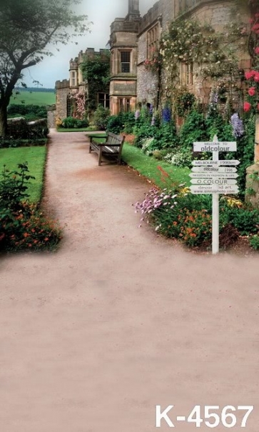 Outside Retro Castle Park Road Scenic Photo Drop Background