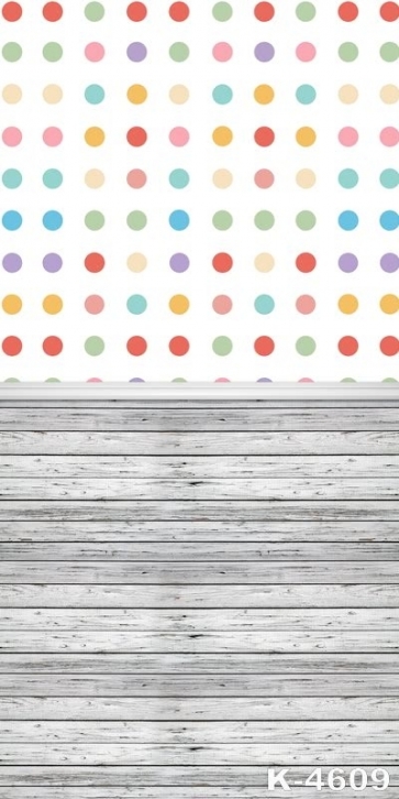 Colorful Polka Dots Wood Block Joint Personalized Backdrop Vinyl Backdrops