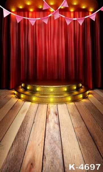 Red Curtain Performance Stage Plank Floor Photoshoot Background Personalized Backdrop