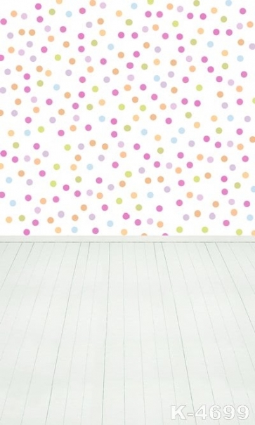 Multicolor Polka Dots Plank Floor Personalized Vinyl Photography Backdrop