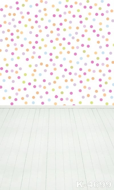 Multicolor Polka Dots Plank Floor Personalized Vinyl Photography Backdrop