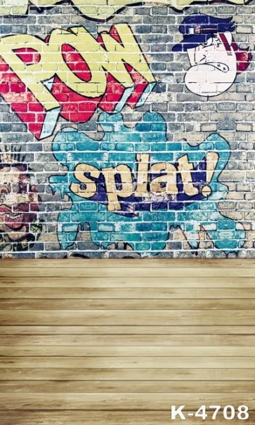 Personalized Graffiti Bricks Wall Backdrops Wooden Floor Stage Backdrop