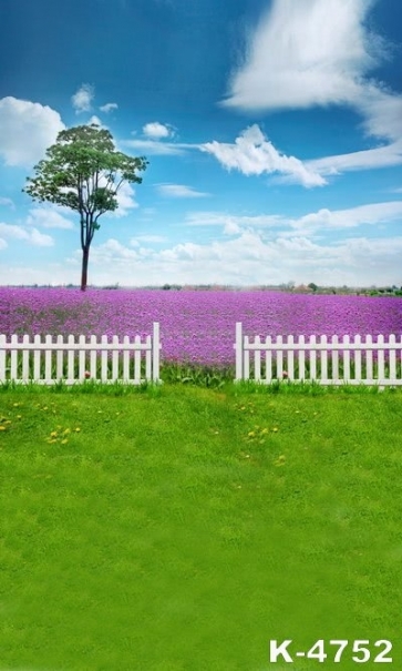 Purple Flowers Garden Green Grassland Photography Photo Backdrops