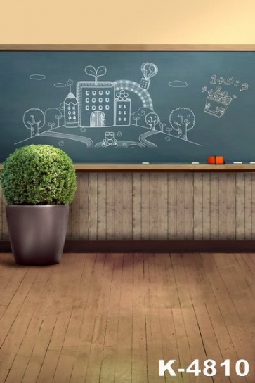 Blackboard Drawing Children's Wood Photography Backdrop