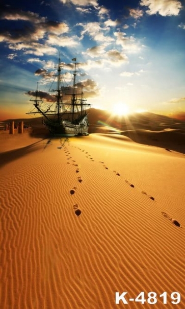 Sailboat on Desert Scenic Photography Background Props