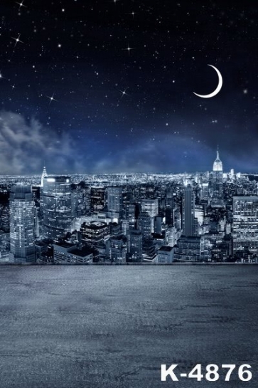 City under the Moonlight Building Scenic Backdrops Vinyl Photography Portable Backdrops