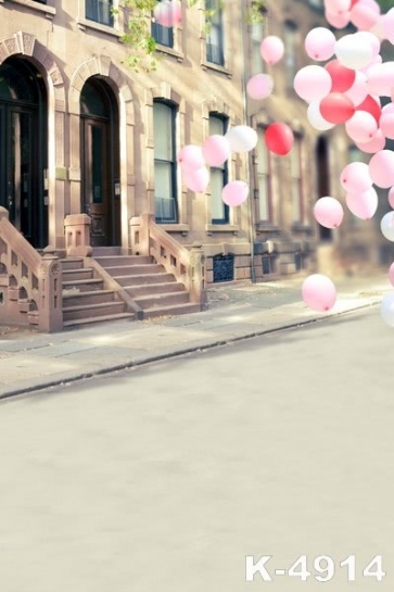 Vintage Street Architecture Balloon Children's Photography Backdrops