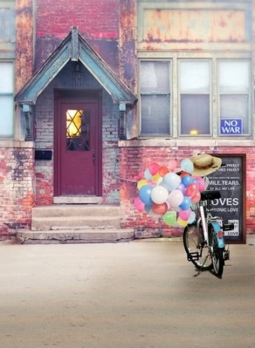 Old House Bicycle Balloons Building Backdrops Vinyl Photography Backdrops