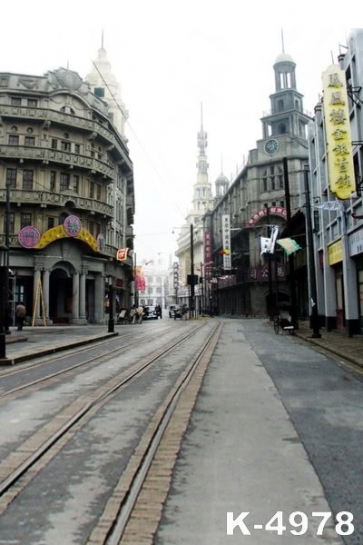 Old Shanghai Street Building Vinyl Photography Backdrops