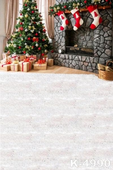  Christmas Tree Sock Fireplace Photography Props Christmas Backdrops