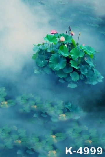 Lotus Flowers Water Mist Vinyl Photography Scenic Backdrops