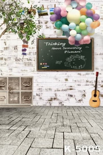 Balloon Blackboard Painting Bricks Wall Backdrops Children's Photography 