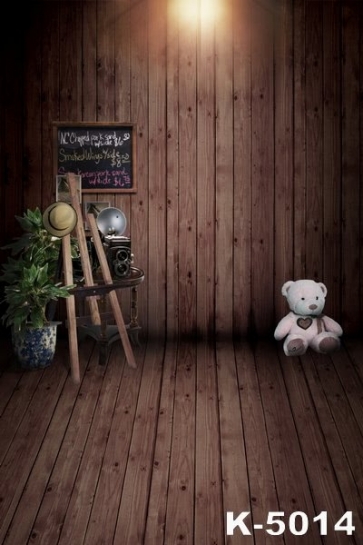  Toy Bear Wooden Floor Wall Custom Children's Photography Backdrops