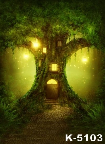 Tree House Lamps Lights Oil Painting Photography Wall Backdrops