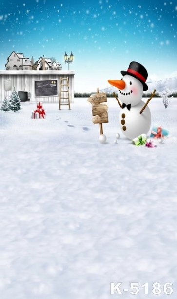  Snowman Christmas Tree Small House Rustic Christmas Background