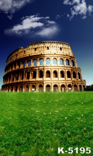 Blue Sky Green Grass Ancient Historic Building Photography Studio Background