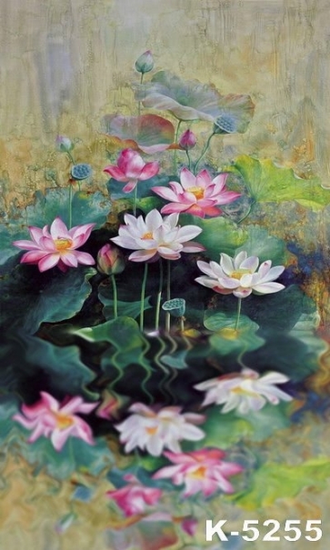 Lotus Leaves Flowers Seedpod Vinyl Photography Scenic Backdrops