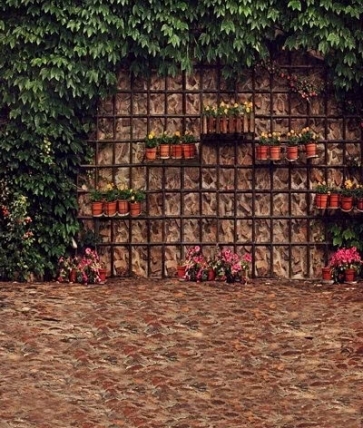 Green Plants Flowers in Garden Scenic Backdrops Studio Background