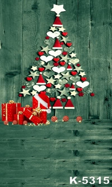Wooden Floor Wall Christmas Hat Tree Christmas Photo Backdrop